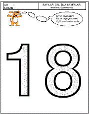 okul öncesi 18 sayısı çizgi çalışması